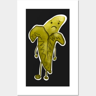 Sad Banana On Blue Background Posters and Art